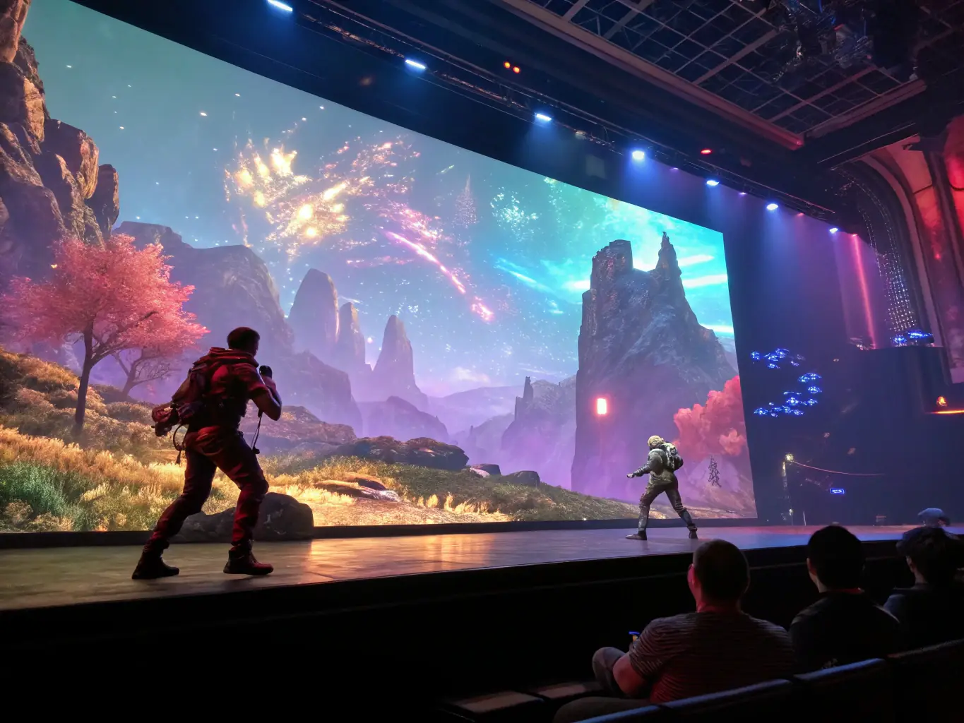 A screenshot from an upcoming game, showcasing innovative gameplay mechanics and stunning visual effects, set in a futuristic cityscape.