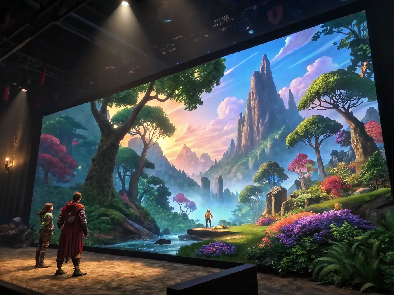 A vibrant screenshot from 'Adventure Quest' showcasing a hero character battling a dragon in a mystical forest. The image should capture the game's adventurous spirit and high-quality graphics.